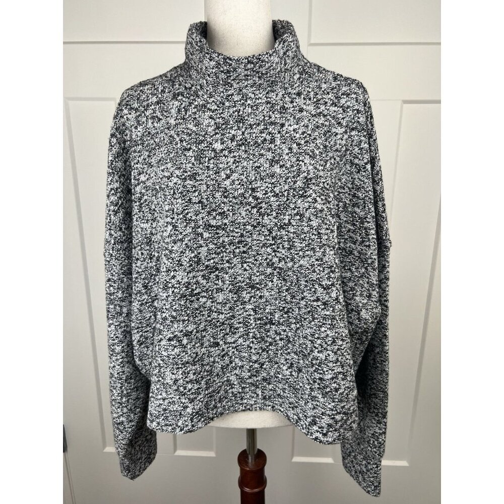 NWOT Aerie OFFLINE Snowday Mock Neck Crop Sweater Pullover Gray Black XL Soft